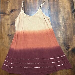 Peppermint Bay 100% Cotton Brown Tan Ombre Medium Bohemian Boho Summer Dress